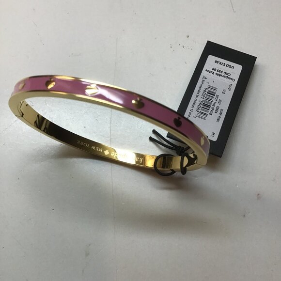 Kate Spade New Pink Enamel Hinged Cuff Bracelet - Picture 1 of 2